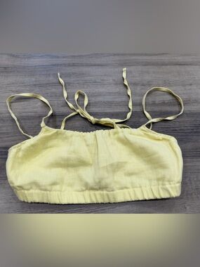 Balm Wears Butter Yellow Linen Tie-Strap Bandeau Top M/L